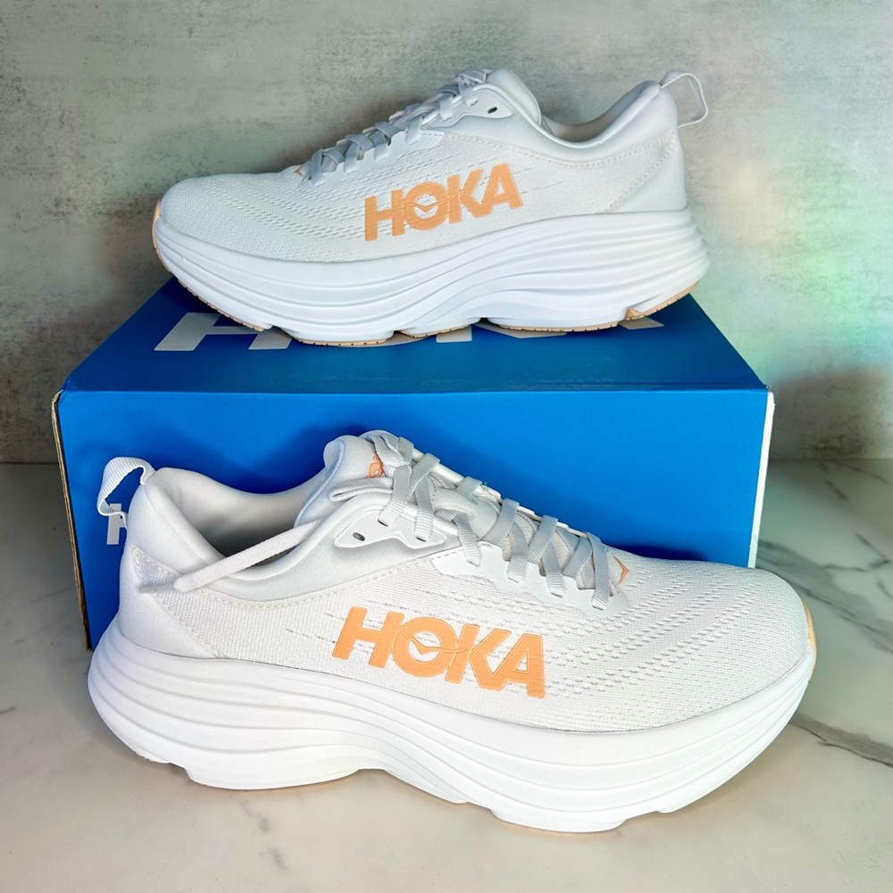 Brand New Hoka Bondi 8 Pink Coral/White W9.5 Sneakers & Athletic Shoes